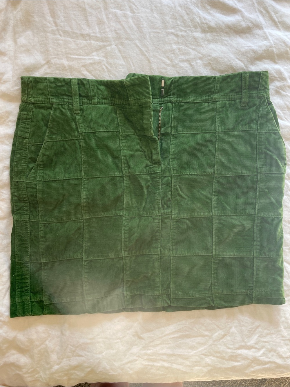 LOFT Green Patchwork Cord Mini Skirt